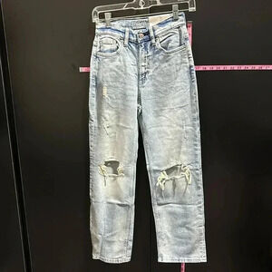 Arizona Jean Co. vintage straight high-rise straight leg distressed/rip jeans- 1